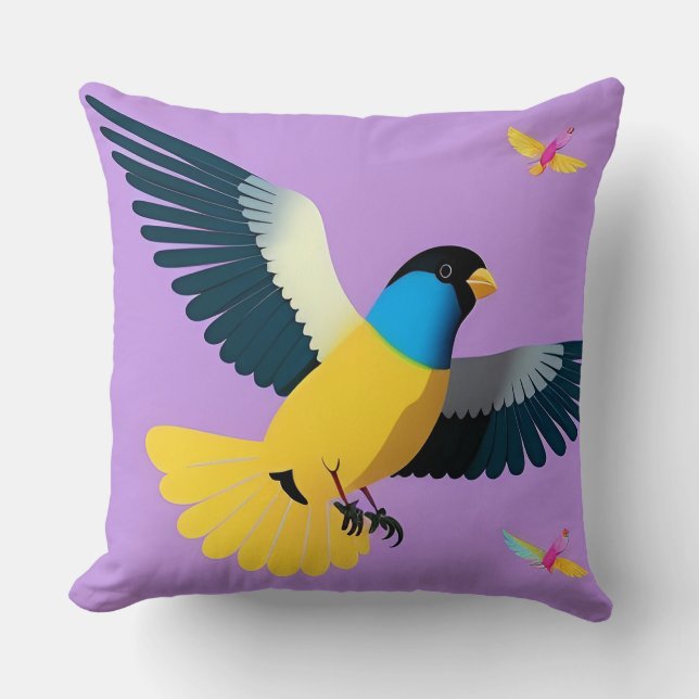 Boho Tropical Bird Nature Inspired Decorative Cushion (Front)