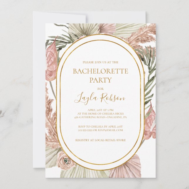 Boho Tropical Botanical | Bachelorette Party Invitation (Front)