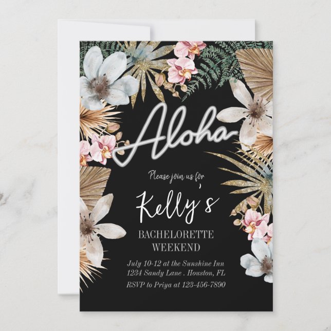 Boho Tropical Botanical Bachelorette Weekend Invitation (Front)