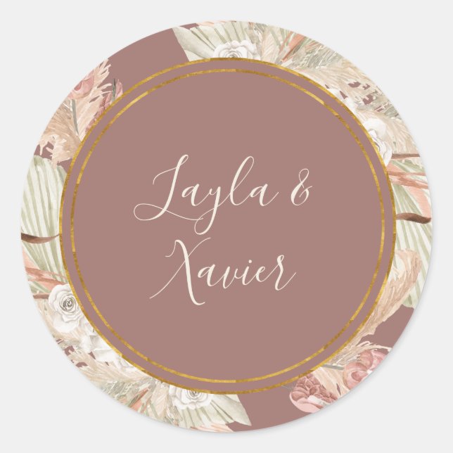 Boho Tropical Botanical | Dusty Rose Envelope seal (Front)