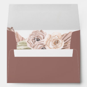 Boho Tropical Botanical Dusty Rose Invitation Envelope