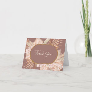 Boho Tropical Botanical   Dusty Rose  Thank You Card