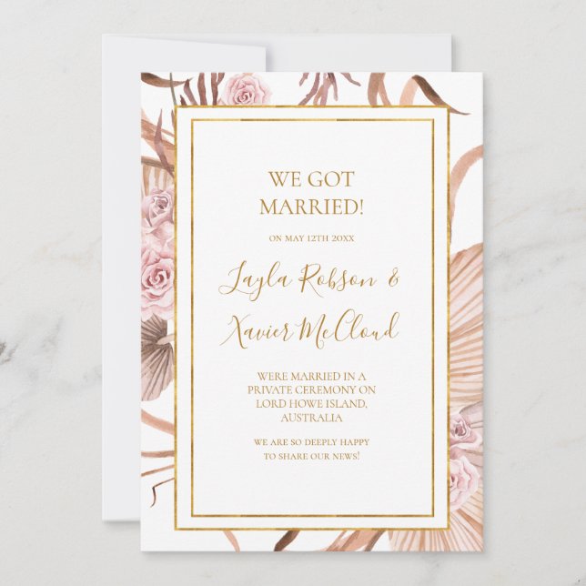 Boho Tropical Botanical | Elopement Announcement (Front)