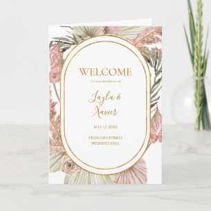 Boho Tropical Botanical Folded Wedding Program