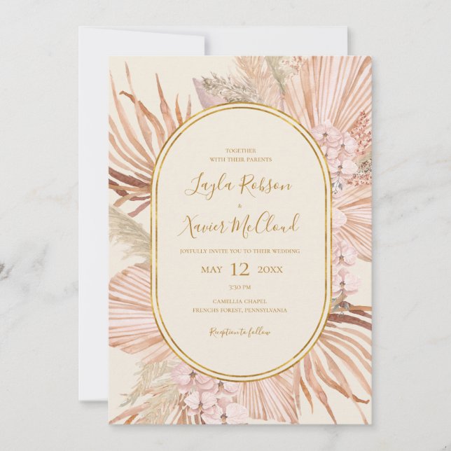 Boho Tropical Botanical | Ivory and Green Casual Invitation (Front)