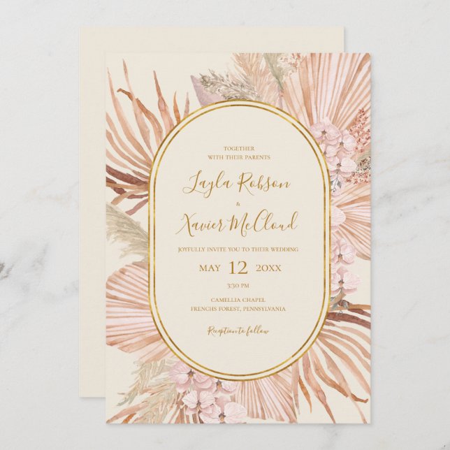 Boho Tropical Botanical | Ivory Casual Wedding Invitation (Front/Back)
