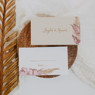 Boho Tropical Botanical   Ivory Flat Wedding Place Card