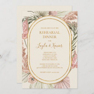 Boho Tropical Botanical   Ivory Rehearsal Dinner Invitation