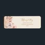 Boho Tropical Botanical | Ivory Return Address Return Address Label<br><div class="desc">This boho tropical botanical | ivory return address label is perfect for your elegant rustic floral, green, peach, rose gold wedding. Design features a gold frame or bouquet with modern blush pink pampas grass, simple sage, ivory, champagne palm leaf, and classic beach greenery. The flowers may include pink rose and...</div>