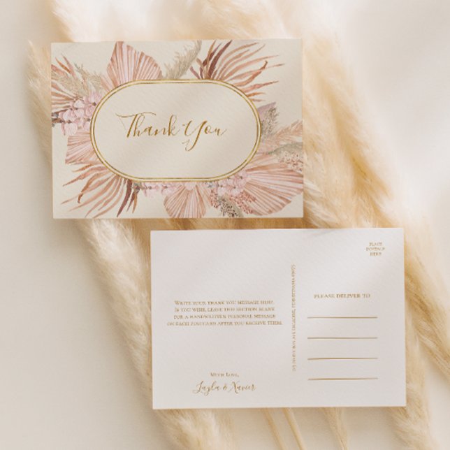 Boho Tropical Botanical | Ivory Wedding Thank You Postcard (Creator Uploaded)