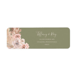 Boho Tropical Botanical Olive Green Return Address Return Address Label