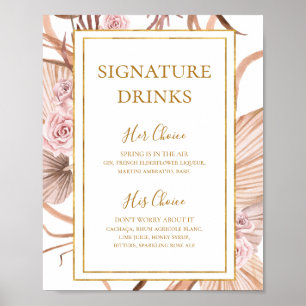 Boho Tropical Botanical   Signature Drinks Sign