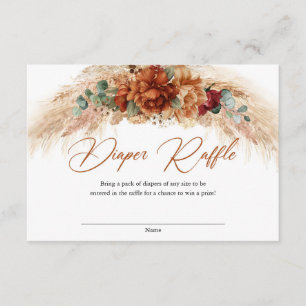 Boho tropical burnt orange copper Daiper Raffle Enclosure Card