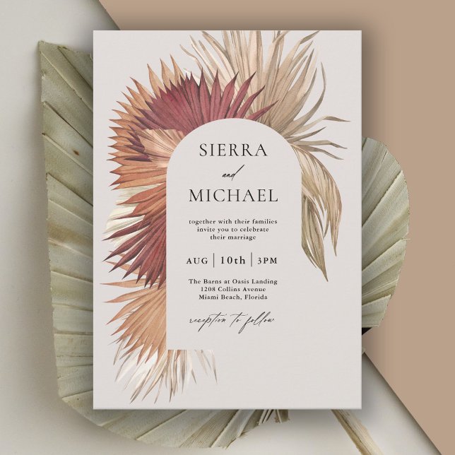 Boho Tropical Fan Palms Coastal Elegance Invitation (Creator Uploaded)