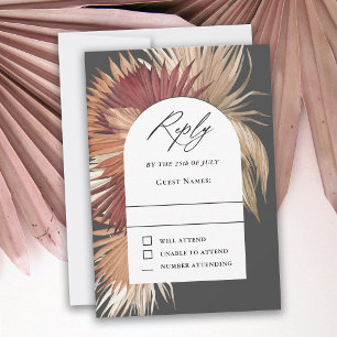 Boho Tropical Fan Palms Wedding RSVP Card