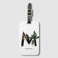 Boho Tropical Ficus Letter M Monogram Bridesmaid