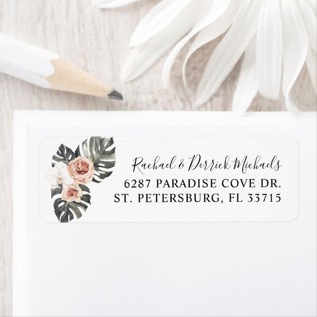 Boho Tropical Floral Beach Vibe Return Address Label (Insitu)