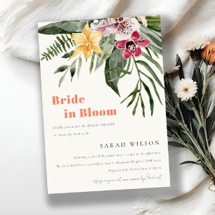 Boho Tropical Floral Bride In Bloom Bridal Shower Invitation