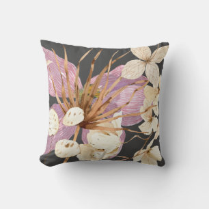 Boho Tropical Floral Lilac & Cream Cushion