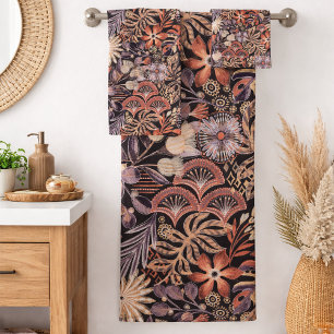Boho Tropical Floral Pattern Bath Towel Set