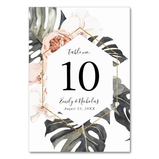 Boho Tropical Floral | Personalised Table Number (Front)