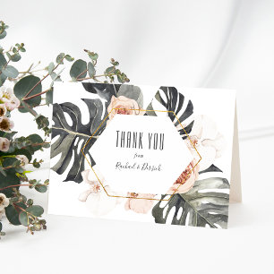 Boho Tropical Floral Thank You with Your Name(s) Card