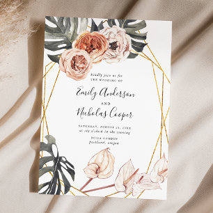 Boho Tropical Floral Wedding Invitation