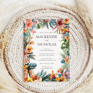 Boho Tropical Floral Wedding Invitation