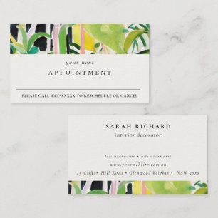 Boho Tropical Foliage Botanical Appointment Business Card