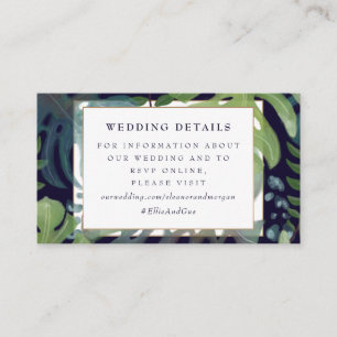 Boho tropical green leaf summer wedding details enclosure card