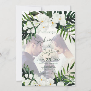 Boho Tropical Greenery Photo Modern CUSTOM Invitation