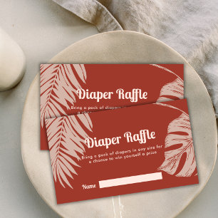 Boho Tropical Leaves Diaper Raffle Baby Shower Enclosure Card
