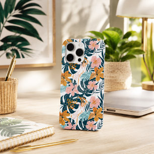 Boho Tropical Leaves Flowers iPhone 16 Pro Max Case