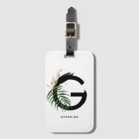 Boho Tropical Leaves Letter G Monogram Bridesmaid