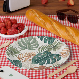 Boho Tropical Leaves Paper Plate