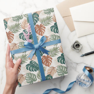 Boho Tropical Leaves Wrapping Paper