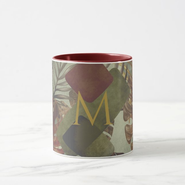 Boho tropical monstera palm leaf 70's summer  mug (Center)