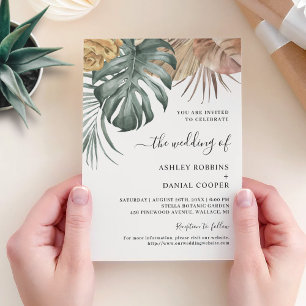 Boho Tropical Oasis Leaves Wedding Invitation