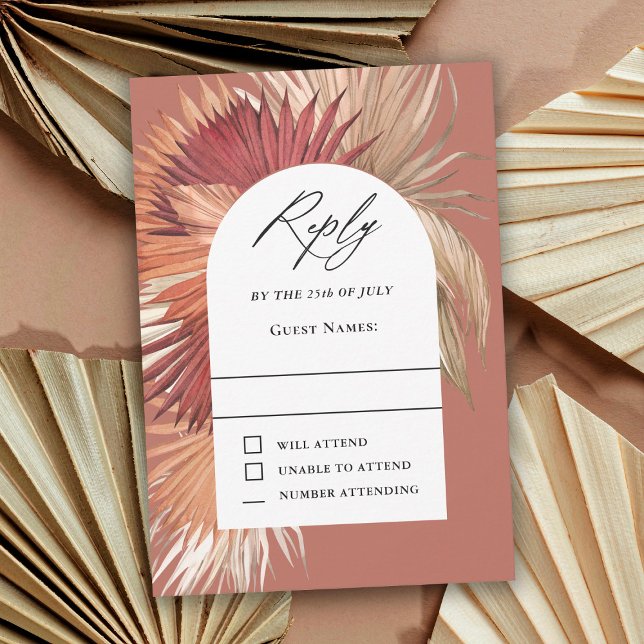 Boho Tropical Oasis Wedding RSVP Card (Creator Uploaded)