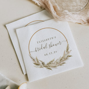 Boho Tropical Pampas Grass Bridal Shower Napkin