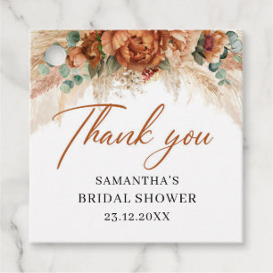 Boho tropical pampas grass copper bridal shower favour tags