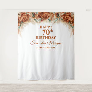 Boho tropical pampas grass palm 70th birthday tapestry