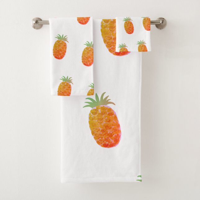 Boho Tropical Pineapple Bath Towel Set (Insitu)