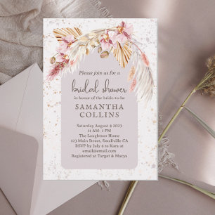 Boho Tropical Pink Floral Bridal Shower Invitation