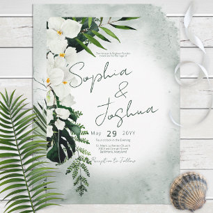 Boho Tropical Plants Watercolor Wedding Invitation