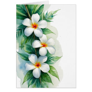 Boho Tropical Plumeria and Maile Watercolor Design