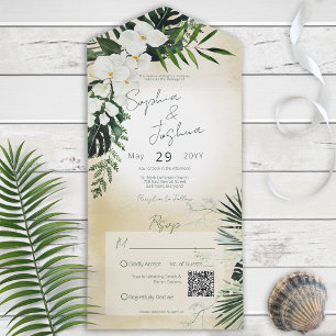 Boho Tropical Sand QR Code All in One Invitation