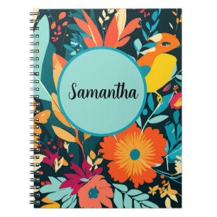 Boho Tropical Spiral Notebook, Samantha Boho  Notebook