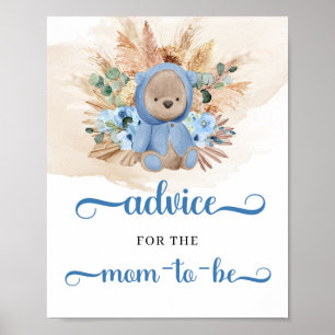 Boho tropical teddy bear Advice for the mum-to-be Poster