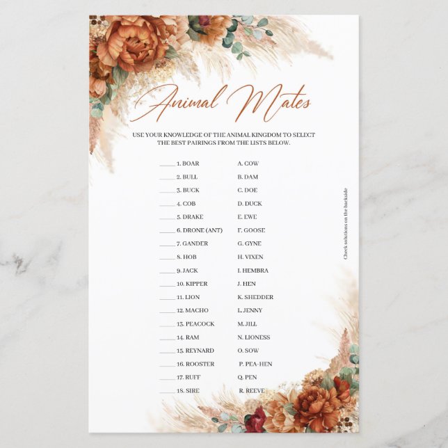 Boho tropical terracotta greenery Animal Mates (Front)